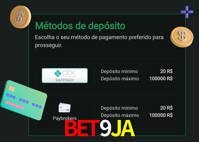 O cassino BET9JA oferece uma grande variedade de métodos de pagamento